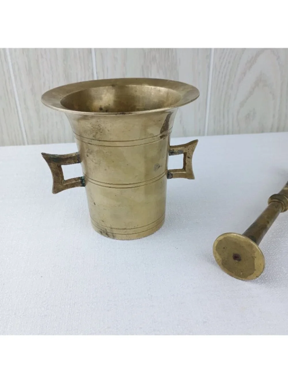 Vintage Mortar & Pestle  Heavy Solid Brass Pharmacy Apothecary Bowl Set